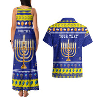 Personalised Polynesia Christmukkah Couples Matching Tank Maxi Dress and Hawaiian Shirt Menorah With Polynesian Tribal Pattern LT05 - Polynesian Pride