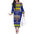 Personalised Polynesia Christmukkah Family Matching Off Shoulder Long Sleeve Dress and Hawaiian Shirt Menorah With Polynesian Tribal Pattern LT05 Mom's Dress Blue - Polynesian Pride