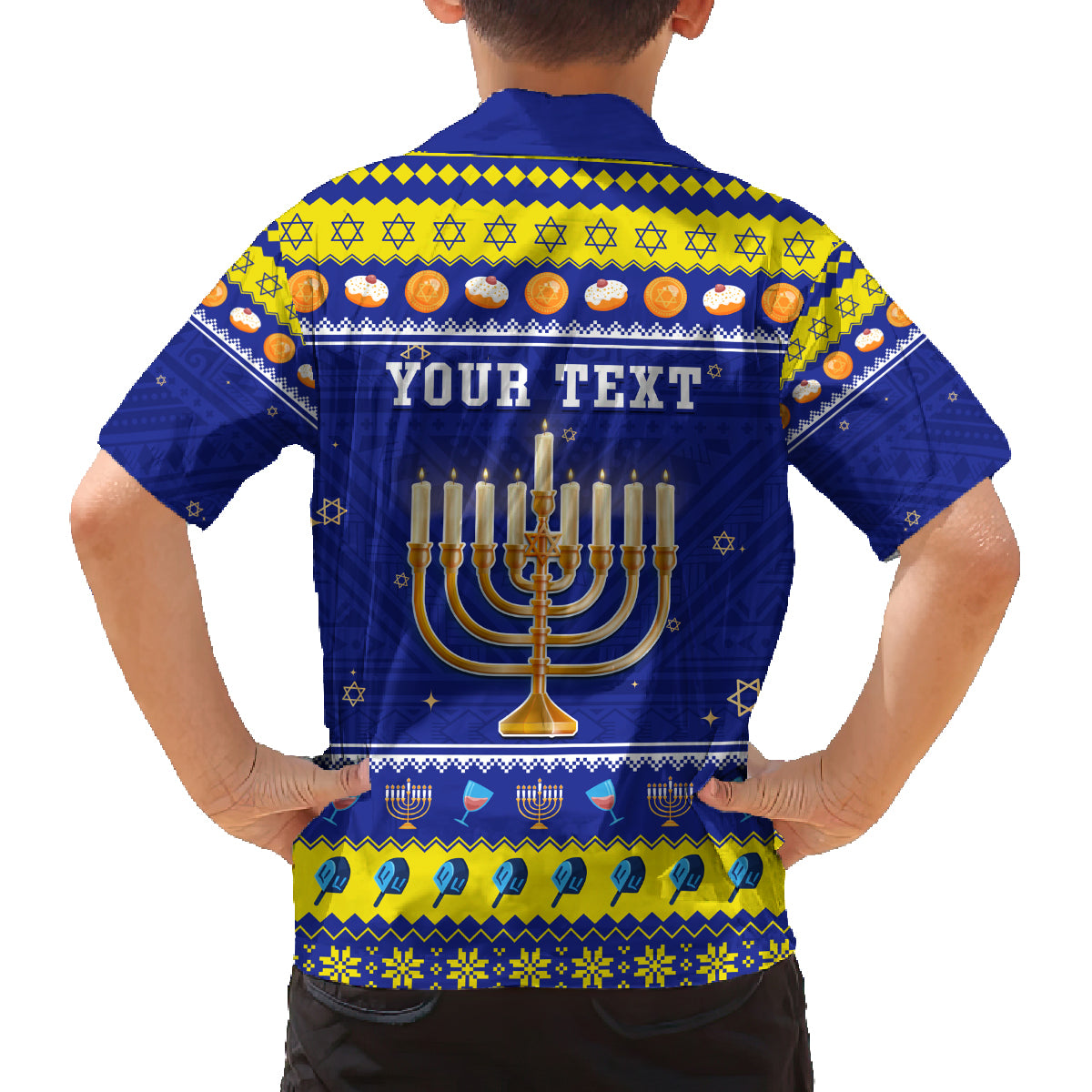 Personalised Polynesia Christmukkah Family Matching Puletasi Dress and Hawaiian Shirt Menorah With Polynesian Tribal Pattern LT05 - Polynesian Pride