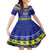Personalised Polynesia Christmukkah Family Matching Puletasi Dress and Hawaiian Shirt Menorah With Polynesian Tribal Pattern LT05 Daughter's Dress Blue - Polynesian Pride