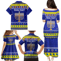 Personalised Polynesia Christmukkah Family Matching Puletasi Dress and Hawaiian Shirt Menorah With Polynesian Tribal Pattern LT05 - Polynesian Pride
