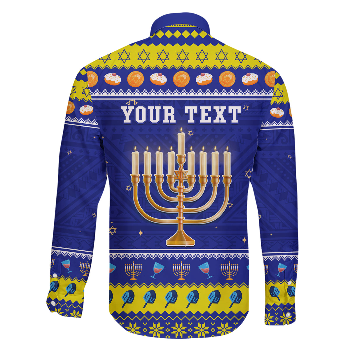 Personalised Polynesia Christmukkah Family Matching Short Sleeve Bodycon Dress and Hawaiian Shirt Menorah With Polynesian Tribal Pattern LT05 - Polynesian Pride