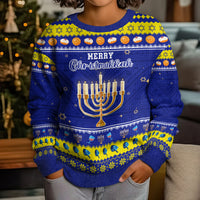 Personalised Polynesia Christmukkah Kid Ugly Christmas Sweater Menorah With Polynesian Tribal Pattern LT05 - Polynesian Pride