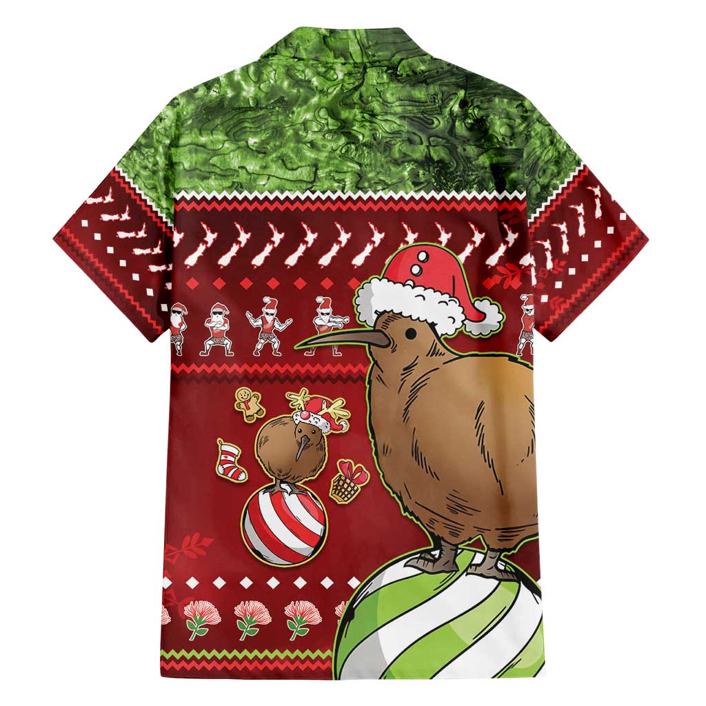 New Zealand Kiwi Christmas Family Matching Long Sleeve Bodycon Dress and Hawaiian Shirt Paua Shell Glitter Green LT05 - Polynesian Pride