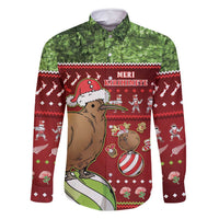 New Zealand Kiwi Christmas Family Matching Long Sleeve Bodycon Dress and Hawaiian Shirt Paua Shell Glitter Green LT05 Dad's Shirt - Long Sleeve Red - Polynesian Pride
