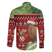 New Zealand Kiwi Christmas Family Matching Long Sleeve Bodycon Dress and Hawaiian Shirt Paua Shell Glitter Green LT05 - Polynesian Pride