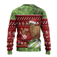 New Zealand Kiwi Christmas Ugly Christmas Sweater Paua Shell Glitter Green