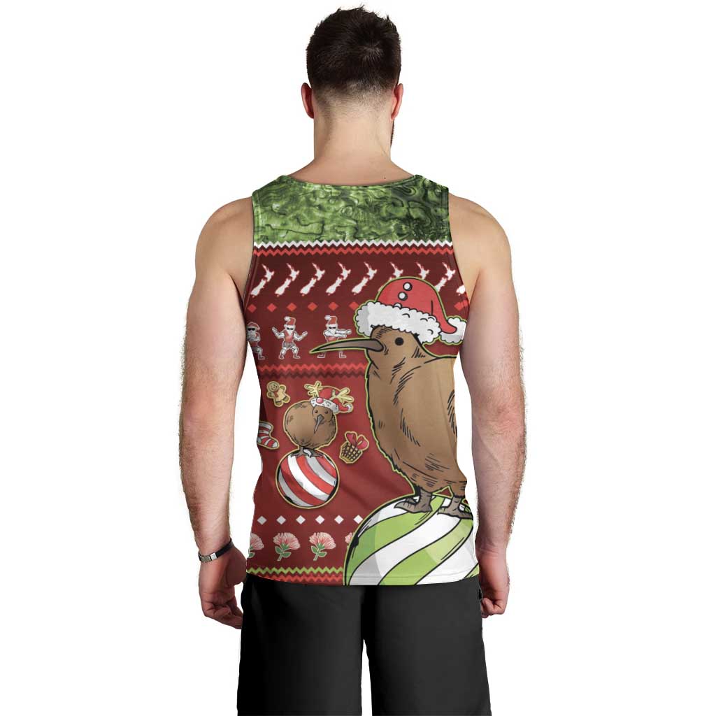 New Zealand Kiwi Christmas Men Tank Top Paua Shell Glitter Green