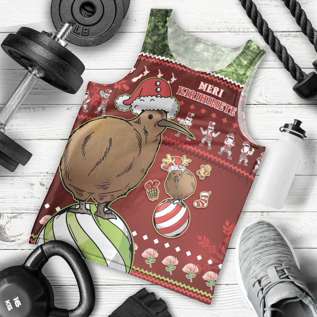 New Zealand Kiwi Christmas Men Tank Top Paua Shell Glitter Green