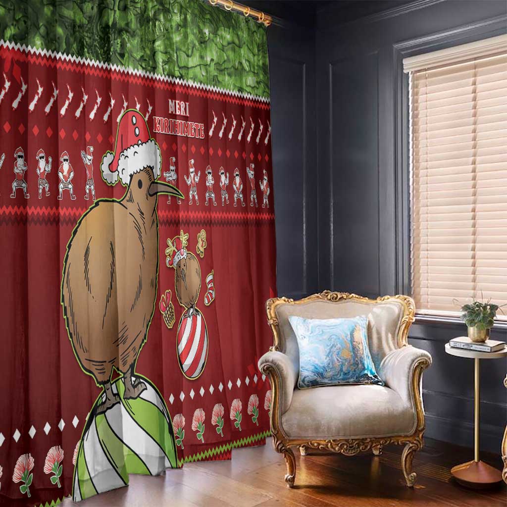 New Zealand Kiwi Christmas Window Curtain Paua Shell Glitter Green
