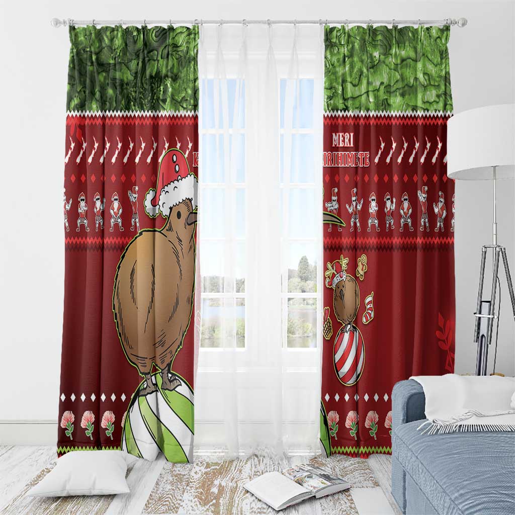 New Zealand Kiwi Christmas Window Curtain Paua Shell Glitter Green