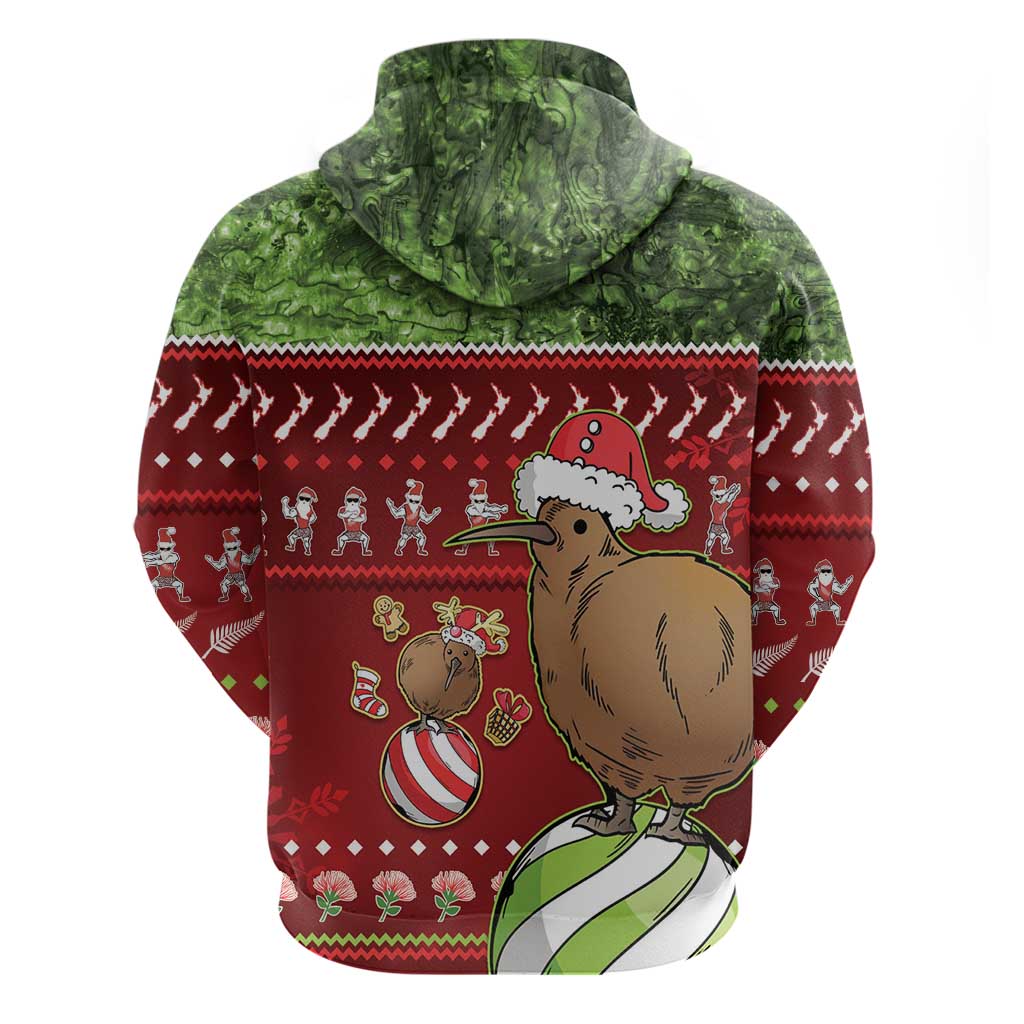 New Zealand Kiwi Christmas Zip Hoodie Paua Shell Glitter Green LT05 - Polynesian Pride