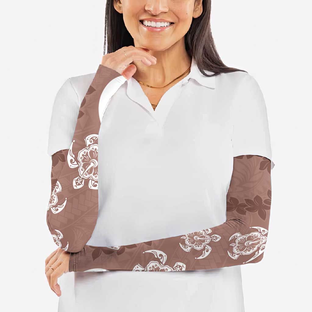 Polynesia Arm Sleeves Brown Tribal Turtle Floral Pattern - Polynesian Pride
