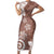 Polynesia Family Matching Short Sleeve Bodycon Dress and Hawaiian Shirt Brown Tribal Turtle Floral Pattern