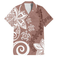 Polynesia Family Matching Tank Maxi Dress and Hawaiian Shirt Brown Tribal Turtle Floral Pattern