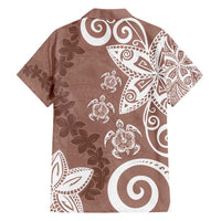 Polynesia Family Matching Tank Maxi Dress and Hawaiian Shirt Brown Tribal Turtle Floral Pattern