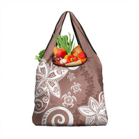 Polynesia Grocery Bag Brown Tribal Turtle Floral Pattern