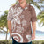 Polynesia Hawaiian Shirt Brown Tribal Turtle Floral Pattern