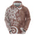 Polynesia Hoodie Brown Tribal Turtle Floral Pattern