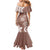 Polynesia Mermaid Dress Brown Tribal Turtle Floral Pattern