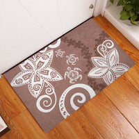 Polynesia Rubber Doormat Brown Tribal Turtle Floral Pattern