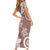 Polynesia Short Sleeve Bodycon Dress Brown Tribal Turtle Floral Pattern