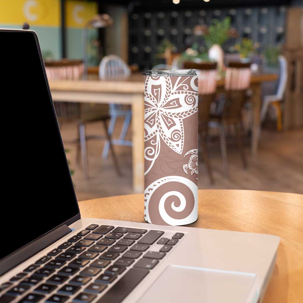 Polynesia Skinny Tumbler Brown Tribal Turtle Floral Pattern