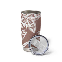 Polynesia Tumbler Cup Brown Tribal Turtle Floral Pattern