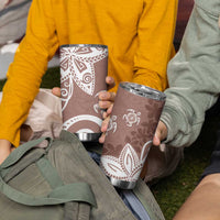 Polynesia Tumbler Cup Brown Tribal Turtle Floral Pattern
