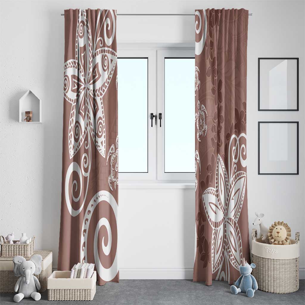 Polynesia Window Curtain Brown Tribal Turtle Floral Pattern