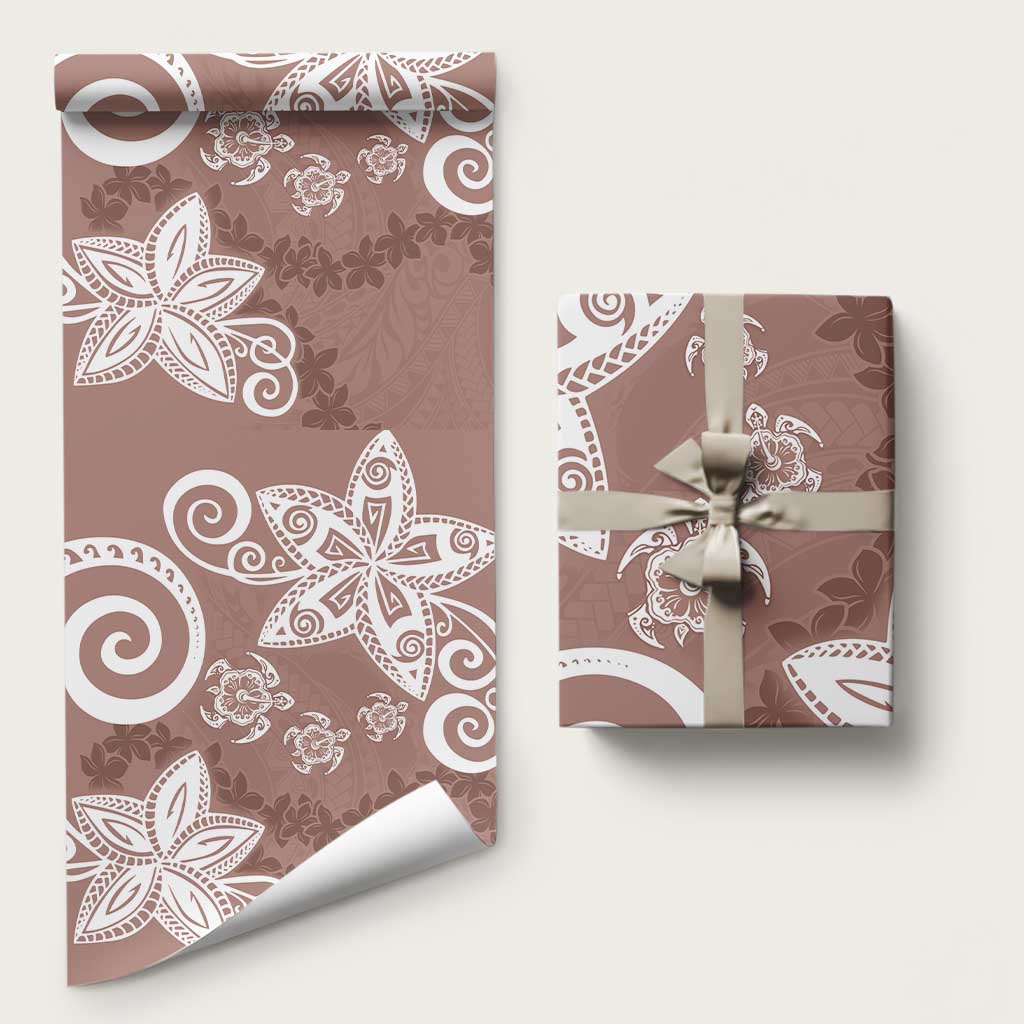 Polynesia Wrapping Paper Brown Tribal Turtle Floral Pattern - Polynesian Pride