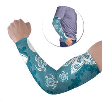 Polynesia Arm Sleeves Hippie Blue Tribal Turtle Floral Pattern - Polynesian Pride