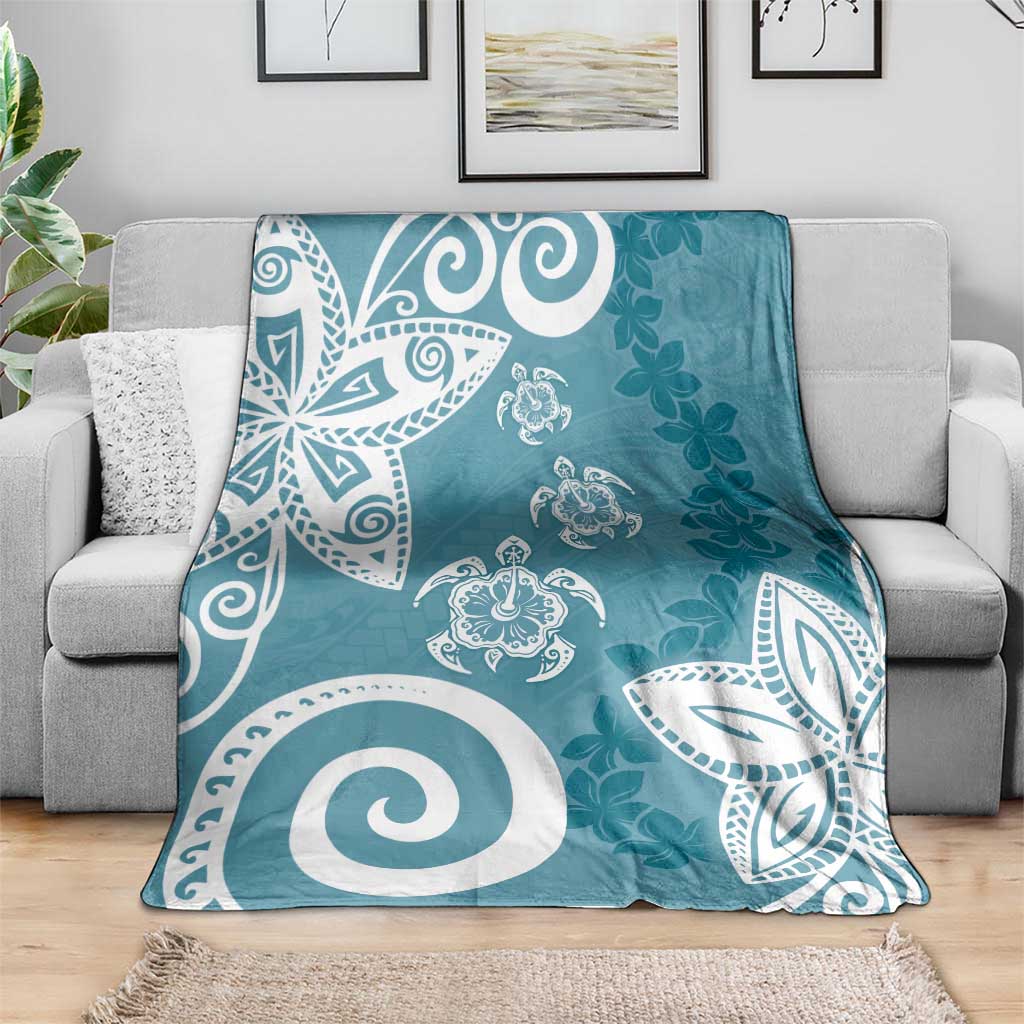 Polynesia Blanket Hippie Blue Tribal Turtle Floral Pattern