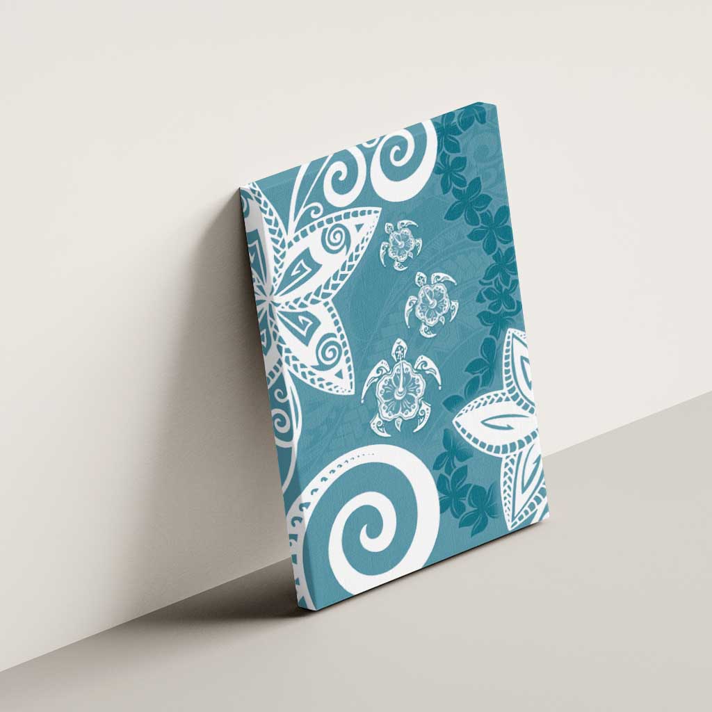 Polynesia Canvas Wall Art Hippie Blue Tribal Turtle Floral Pattern