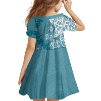 Polynesia Family Matching Mermaid Dress and Hawaiian Shirt Hippie Blue Tribal Turtle Floral Pattern