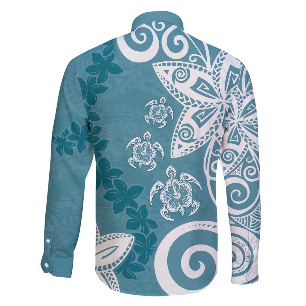 Polynesia Family Matching Mermaid Dress and Hawaiian Shirt Hippie Blue Tribal Turtle Floral Pattern