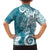 Polynesia Family Matching Off The Shoulder Long Sleeve Dress and Hawaiian Shirt Hippie Blue Tribal Turtle Floral Pattern