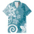 Polynesia Family Matching Off The Shoulder Long Sleeve Dress and Hawaiian Shirt Hippie Blue Tribal Turtle Floral Pattern