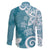 Polynesia Family Matching Off The Shoulder Long Sleeve Dress and Hawaiian Shirt Hippie Blue Tribal Turtle Floral Pattern