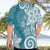 Polynesia Hawaiian Shirt Hippie Blue Tribal Turtle Floral Pattern