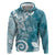 Polynesia Hoodie Hippie Blue Tribal Turtle Floral Pattern