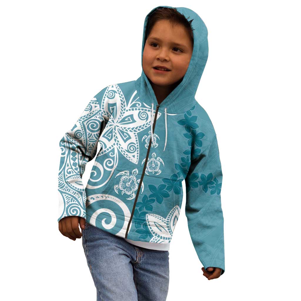 Polynesia Kid Hoodie Hippie Blue Tribal Turtle Floral Pattern