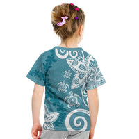 Polynesia Kid T Shirt Hippie Blue Tribal Turtle Floral Pattern
