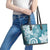 Polynesia Leather Tote Bag Hippie Blue Tribal Turtle Floral Pattern