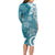 Polynesia Long Sleeve Bodycon Dress Hippie Blue Tribal Turtle Floral Pattern