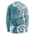 Polynesia Long Sleeve Shirt Hippie Blue Tribal Turtle Floral Pattern