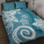 Polynesia Quilt Bed Set Hippie Blue Tribal Turtle Floral Pattern