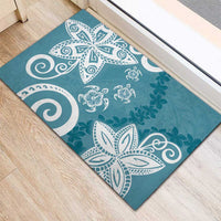 Polynesia Rubber Doormat Hippie Blue Tribal Turtle Floral Pattern