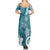 Polynesia Summer Maxi Dress Hippie Blue Tribal Turtle Floral Pattern