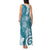 Polynesia Tank Maxi Dress Hippie Blue Tribal Turtle Floral Pattern